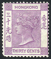 HONG KONG: Sc.20, 1863/80 30c. Violet, With Crown CC Wmk, Mint With Original Gum, Fine Quality! - Autres & Non Classés