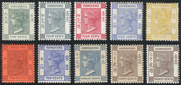 HONG KONG: Sc.37 + 38/41 + 44/46 + 48, 1882/1902 Victoria With Crown CA Wmk, 9 Values Of The Set, Mint Lightly Hinged, V - Autres & Non Classés