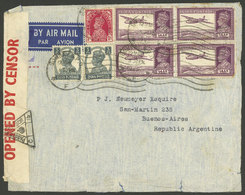 INDIA: Airmail Cover Sent From Bombay To Argentina On 12/MAR/1942, Nice Postage, Censored, With Opening Defects But Inte - Andere & Zonder Classificatie