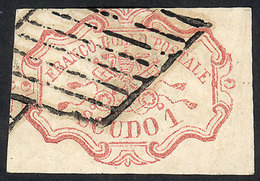 ITALY: Sc.11, 1852 1S. Rose, Used, 3 Very Ample Margins, With Signature And Certificate Of Enzo Diena, Scarce Example, G - Kerkelijke Staten