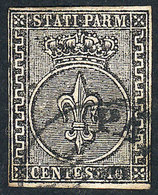 ITALY: Sc.2, 1852 10c. Black On White, Used, VF Quality, Signed By Enzo Diena - Parme