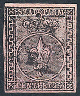 ITALY: Sc.4, 1852 25c. Black On Violet, Used, VF Quality, Signed By Enzo Diena - Parme
