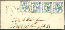 ITALY: Sc.23, 1863 15c. Blue, Type II, 4 Examples On A Large Cover Fragment Sent From Bologna To Genova On 12/DE/1863, E - Sin Clasificación
