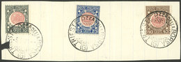 ITALY: Sc.130/132, 1921 Venezia Giulia, Cmpl. Set Of 3 Values Used On Fragment, With Alberto Diena Certificate, VF! - Non Classés