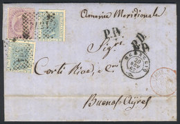 ITALY: 20/NO/1867 MENAGGIO - Argentina: Entire Letter Franked By Sc.32 + 35 X2 (Sa.21 + 26 X2), To Buenos Aires, Excelle - Otros & Sin Clasificación