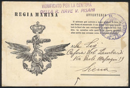 ITALY: Card For Corrrespondence With War Free Frank Of The Regia Marina, Sent From The Ship VETTOR PISANI To Siena On 4/ - Other & Unclassified