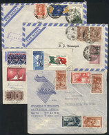 ITALY: 4 Airmail Covers Sent To Argentina Between 1953 And 1956 With Nice Postages, One With Small Defects, 3 Of VF Qual - Andere & Zonder Classificatie