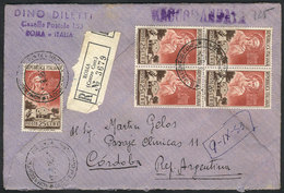 ITALY: Registered Cover Sent From Roma To Argentina On 8/SE/1953 Franked By Sassone 719 X5 (including A Block Of 4!), To - Other & Unclassified