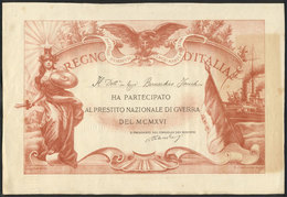 ITALY: Certificate Of The Year 1916 Of The National War Loan, Interesting! - Te Identificeren