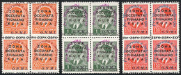 ITALY - FIUMANO KUPA: Sassone 36/38, 1942 Children, Cmpl. Set Of 3 Values In MNH Blocks Of 4, Excellent Quality, Catalog - Andere & Zonder Classificatie