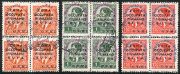 ITALY - FIUMANO KUPA: Sassone 36/38, 1942 Children, Cmpl. Set Of 3 Values In Used Blocks Of 4, Excellent Quality, Catalo - Otros & Sin Clasificación