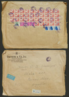 JAPAN: Registered Airmail Cover Sent From Tokyo To Argentina On 11/JUL/1950 With Spectacular Postage On Back Of 3,538Y., - Cartas & Documentos
