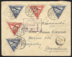 LATVIA: 16/NO/1932 REZEKNE - Argentina, Registered Cover With Attractive Postage On Front And Back, Arrival Mark For 6/D - Lettonie