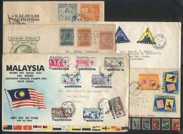 MALAYSIA + PHILIPPINES: 5 Covers Of The Years 1936 To 1967, Very Nice! - Malesia (1964-...)