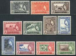 MALAYA: Sc.45/55, 1957 Animals, Ships, Trains, Sports And Other Topics, Complete Set Of 11 Unmounted Values, Excellent Q - Malaya (British Military Administration)