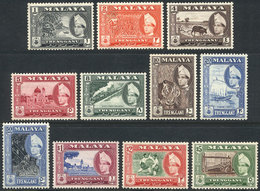 MALAYA: Sc.75/85, 1957/63 Animals, Trains And Other Topics, Complete Set Of 11 Values MNH, Excellent Quality, Catalog Va - Trengganu