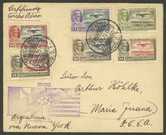MEXICO: "12/JUL/1929 Mexico - María Juana (Argentina), Airmail Cover "via New York", With Special Violet Markings On Fro - Mexico