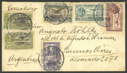 MEXICO: 27/SE/1930 Mexico - Buenos Aires, Airmail Cover With Very Nice Franking (6 Stamps In 5 Different Colors!), Back  - Messico