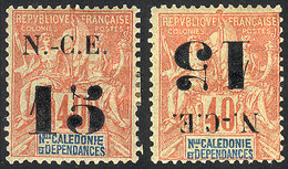 NEW CALEDONIA: Yvert 66, Normal Example + Stamp With INVERTED Overprint, VF! - Sonstige & Ohne Zuordnung