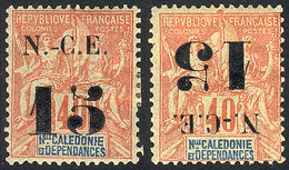 NEW CALEDONIA: Yvert 66, Normal Example + Stamp With INVERTED Overprint, VF! - Andere & Zonder Classificatie