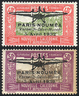 NEW CALEDONIA: Yvert 1/2, 1932 First Flight France - New Caledonia, Cmpl. Set Of 2 Mint Values, The 50c. On Lightly Dark - Otros & Sin Clasificación