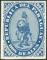 PARAGUAY: Sc.2, 1870 Lion 2R., PROOF In Dark Blue, VF Quality! - Paraguay