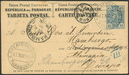 PARAGUAY: 17/MAY/1887 SAN BERNARDINO - Germany, 3c. Postal Card With Dispatching, Buenos Aires Transit And Arrival Marks - Paraguay