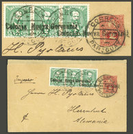 PARAGUAY: "Circa 1896, 2c. Wrapper + Sc.34a Strip Of 3 (total Postage 8c.) With Extremely Rare Combined Postmark: "Doubl - Paraguay