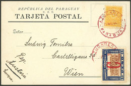 PARAGUAY: 22/MAY/1922 AZUCARERA - Austria, Card Franked 1.80P. With Attractive Red Cancels, Excellent Quality! - Paraguay