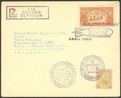 PARAGUAY: 5/AP/1935 Asunción - Germany, Cover Flown By ZEPPELIN, Without Marks On Back, Very Fine Quality! - Paraguay