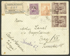 PARAGUAY: 5/JUL/1939 COLONIA INDEPENDENCIA - Czechoslovakia, Registered Cover Franked With 28P., With Transit And Arriva - Paraguay