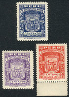 PERU: Sc.300/301 + C3, 1932 Piura Coat Of Arms, Compl. Set Of 3 Values, VF Quality (the Airmail Stamp Unmounted), Catalo - Perù