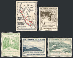 PERU: Sc.420/424, 1947 First National Congress Of Tourism, Complete Set Of 5 Values WITHOUT OVERPRINT, The Set Was Prepa - Peru