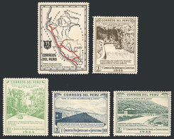 PERU: Sc.420/424, 1947 First National Congress Of Tourism, Complete Set Of 5 Values WITHOUT OVERPRINT, The Set Was Prepa - Pérou