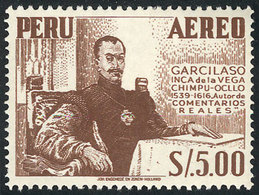 PERU: Sc.C121, 1953/60 5S. Garcilaso De La Vega, With Variety: Complete DOUBLE IMPRESSION, VF Quality! - Pérou