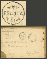 PERU: "RARE POSTAL MARKING: Cover From IQUITOS To Arequipa On 13/FE/1905, Without Postage Due To Lack Of Stamps, With Th - Peru