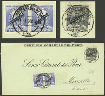 PERU: Official Cover Sent From Lima To France In MAR/1908, Franked With Sc.O23 Pair + O25, Total Postage 12c., VF Qualit - Peru