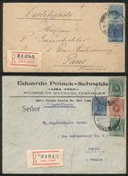 PERU: First And Second Rating For Registered Covers To France, Via Panama Canal: Covers Sent From Lima To Paris On 31/JU - Peru