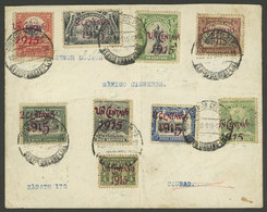 PERU: Cover Used In Lima On 30/NO/1915, Franked With 9 Values Of The Set Of 10 Provisionals Sc.187/195 (missing The Sc.1 - Peru