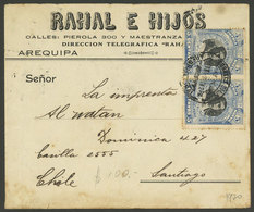 PERU: 6/OC/1920 Arequipa - Santiago De Chile, Cover Franked With 10c. (Sc.20 Pair), Very Attractive! - Perú