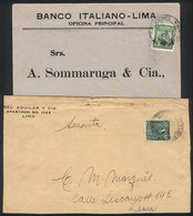 PERU: "2 Covers Used In 1925 Franked With 4c. Corresponding To Rate For "commercial Papers", Very Nice!" - Perú