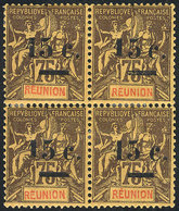 REUNION: Yvert 54, Mint Block Of 4 Of Very Fine Quality (one Perforation Separated And Reinforced With Small Hinge), Ver - Other & Unclassified