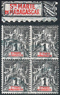 SAINTE-MARIE DE MADAGASCAR: "Yvert 1, 1894 1c. Used Block Of 4 With Variety "broken R" In The Bottom Right Example, Exce - Autres & Non Classés