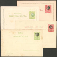 SERBIA: 4 Old Postal Stationeries Overprinted With Coat Of Arms, Interesting! - Servië