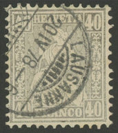 SWITZERLAND: Sc.58, 1867/78 40c. Gray, Used, Excellent Quality! - Autres & Non Classés