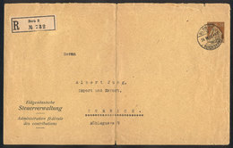 SWITZERLAND: 30c. Stationery Envelope Sent By Registered Mail From Bern To Zürich On 24/MAR/1920, Vertical Central Creas - ...-1845 Prephilately