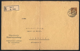 SWITZERLAND: 30c. Stationery Envelope Sent By Registered Mail From Bern To Zürich On 24/MAR/1920, Vertical Central Creas - ...-1845 Vorphilatelie