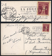 SWITZERLAND: PC Sent From Geneve To Buenos Aires On 22/AU/1930, Cancel With Slogan About Prevention Of Car Accidents, Ex - ...-1845 Préphilatélie