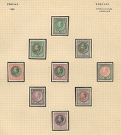 SURINAME: 1872/1888 King William III, Collection Of TRIAL COLOR PROOFS On 4 Pages Of An Old Collection, In Total 44 Diff - Surinam