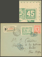 URUGUAY: "Sc.C9, 1925 Gaucho And Airplane, With VARIETY: "The 5 Of The Right Value Is Touching The Frame", On A Cover Fl - Uruguay